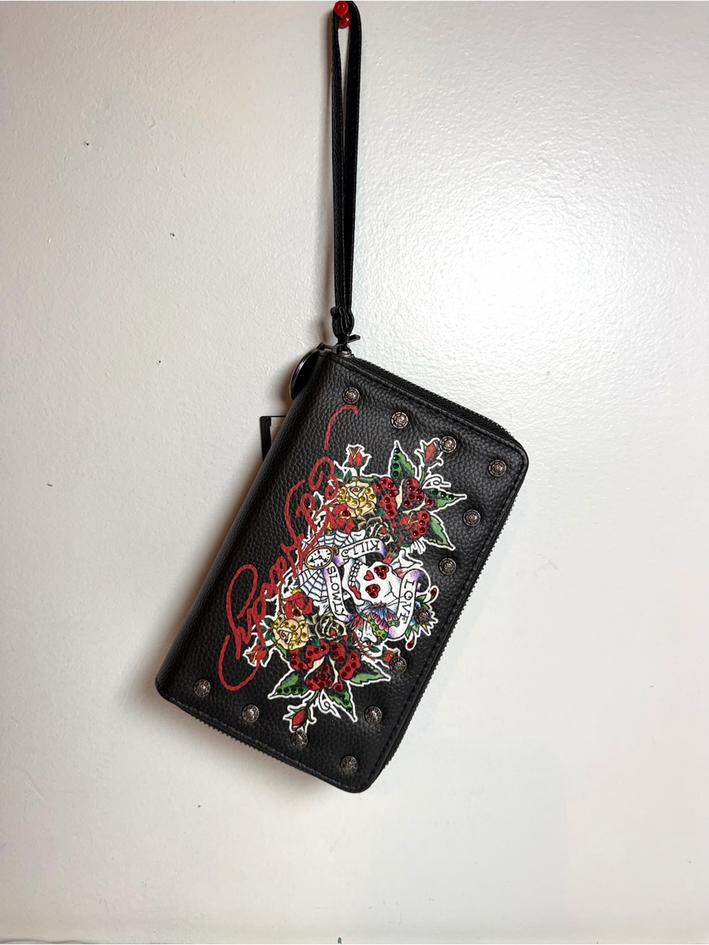 Ed Hardy Dual compartment Wristlet Double Zip Wallet